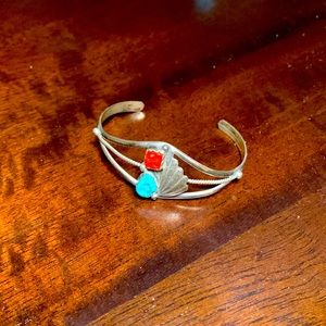 Vintage Turquoise & Coral bangle from AZ.
